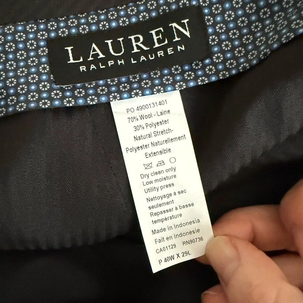 Lauren Ralph Lauren Black Label Grey Modern Wool Blend Dress Pants 40W X 29L